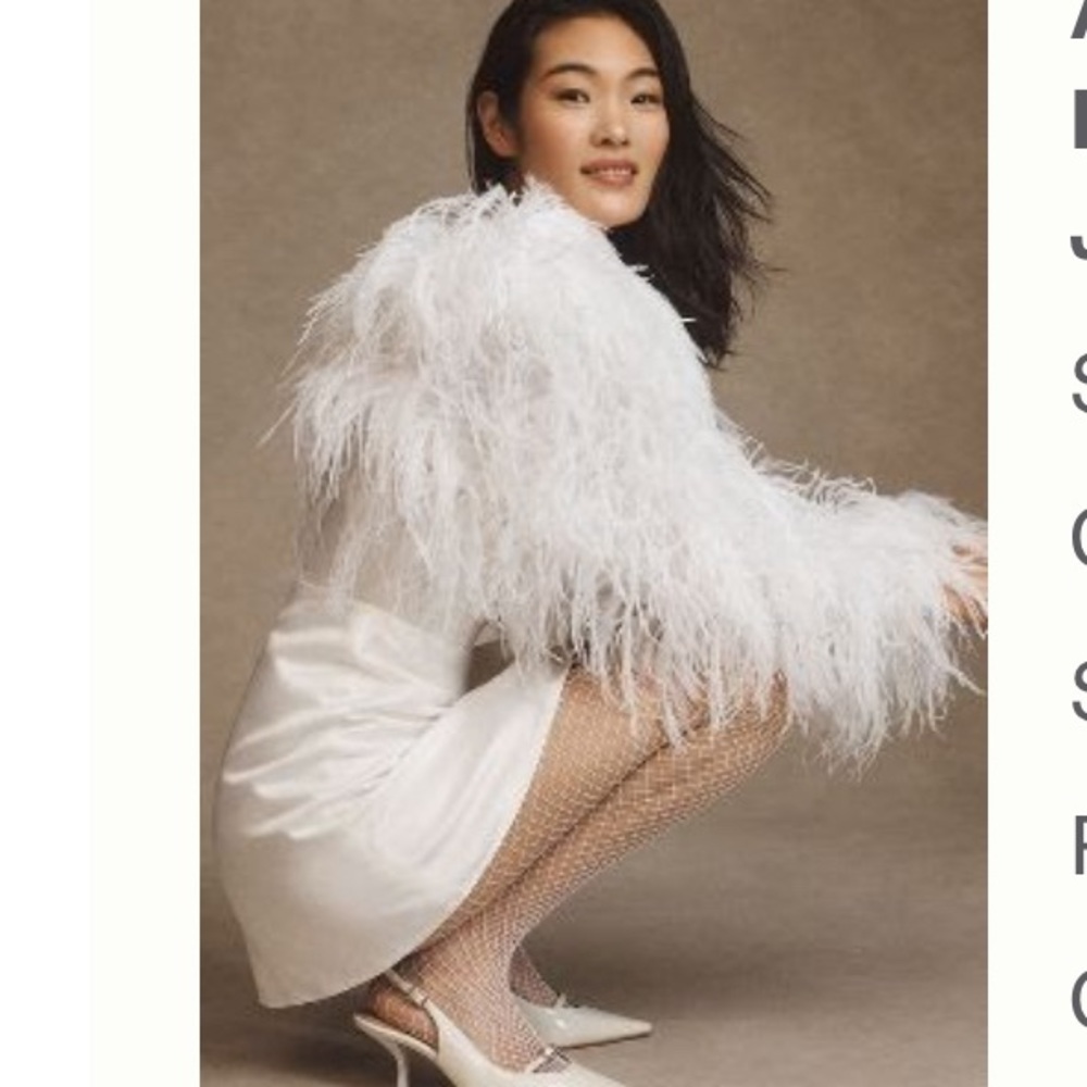 Anthropologie Audrey Adele Iris Faux Feather Jacket